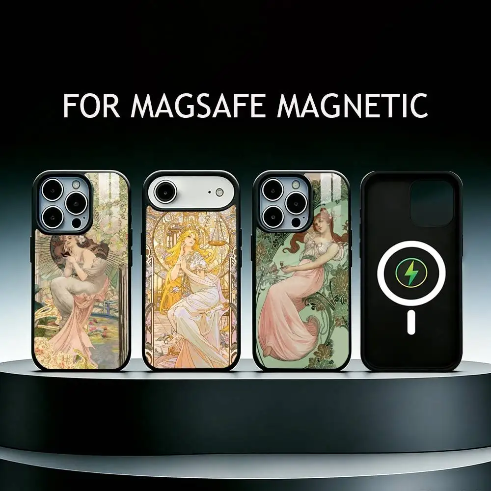 ART Alphonse Mucha Phone Case For iPhone17,16,15,14,13,12,11 Plus,Pro Supports Magnetic Wireless Charging