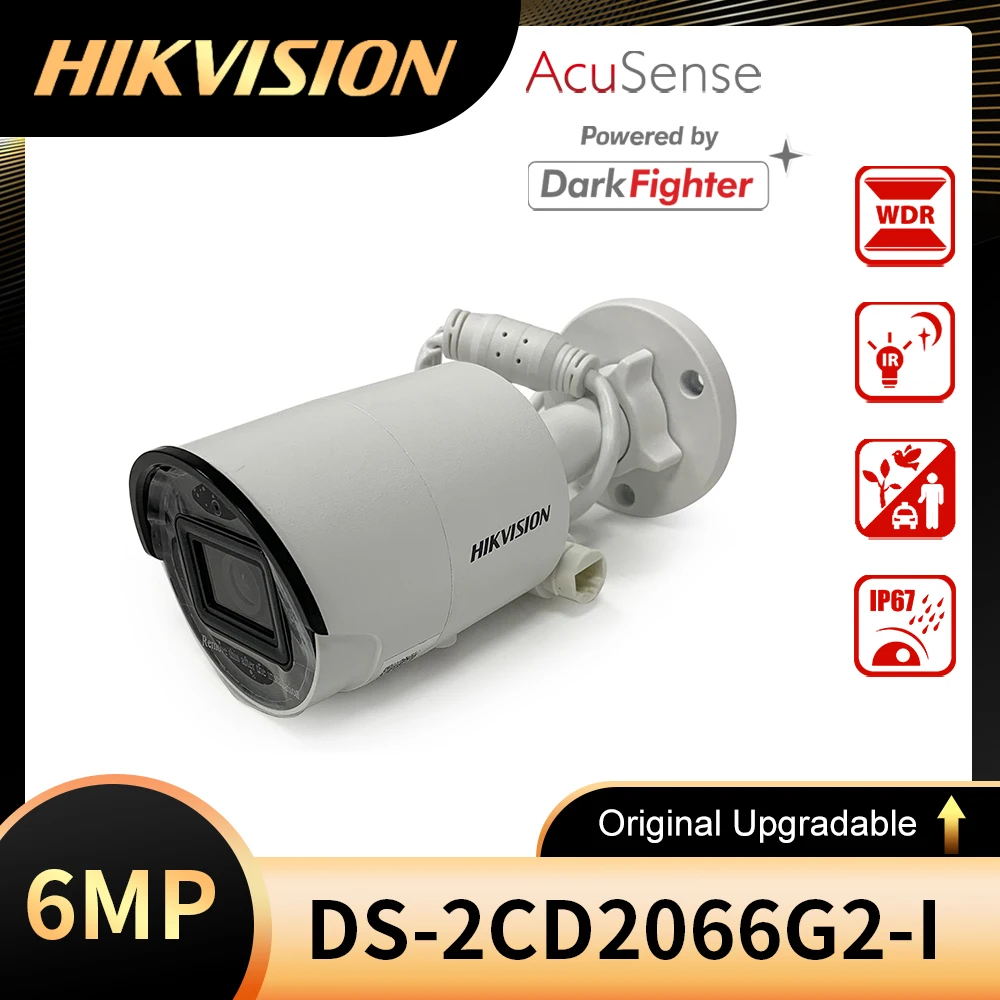 

Original Hikvision DarkFighter DS-2CD2066G2-I 6MP IP67 H.265+ POE IR AcuSense Mini Bullet Network Camera