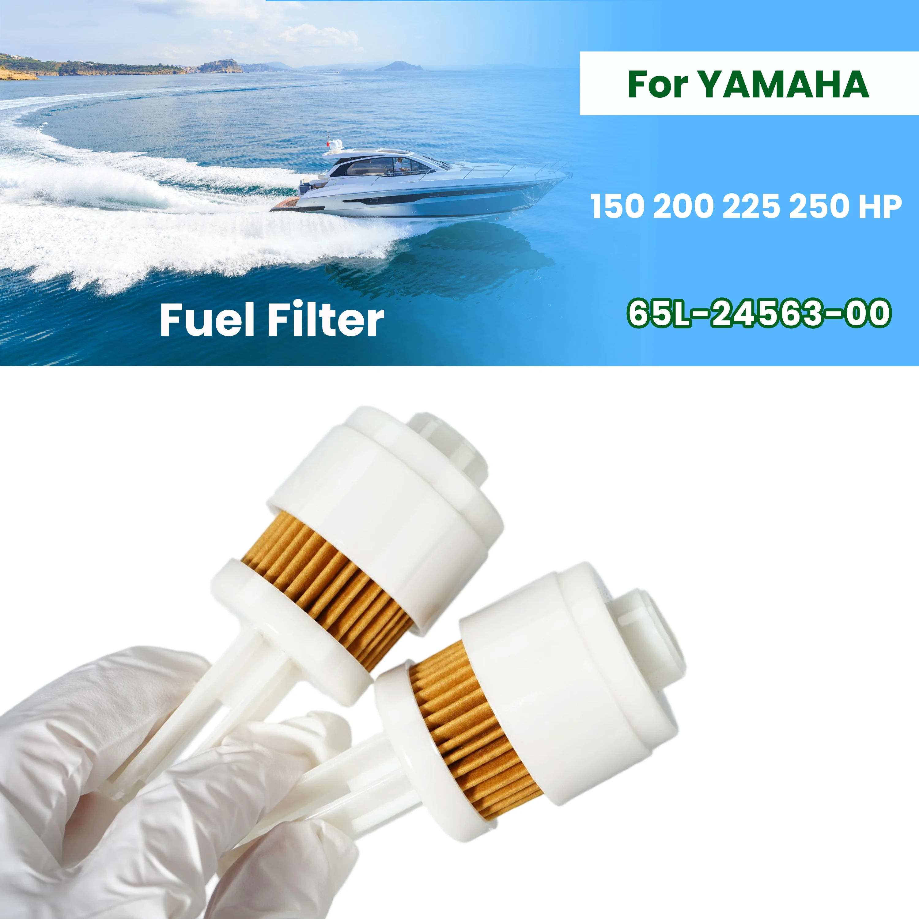 

2pcs Fuel Filter Element 65L-24563-00 for Yamaha outboard 150HP 200HP 225HP 250 HP 65L-24563-00