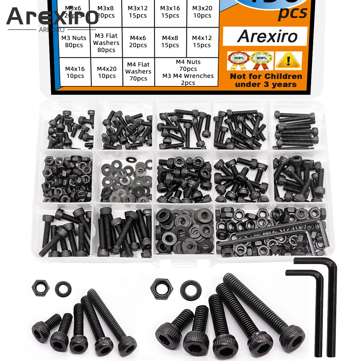 450 PZ 12.9 Grado In Lega di Acciaio M3 M4 x6/8/12/16/20mm Kit Vite Esagono Incassato Vite Esagonale Combinazione Dado e Rondella