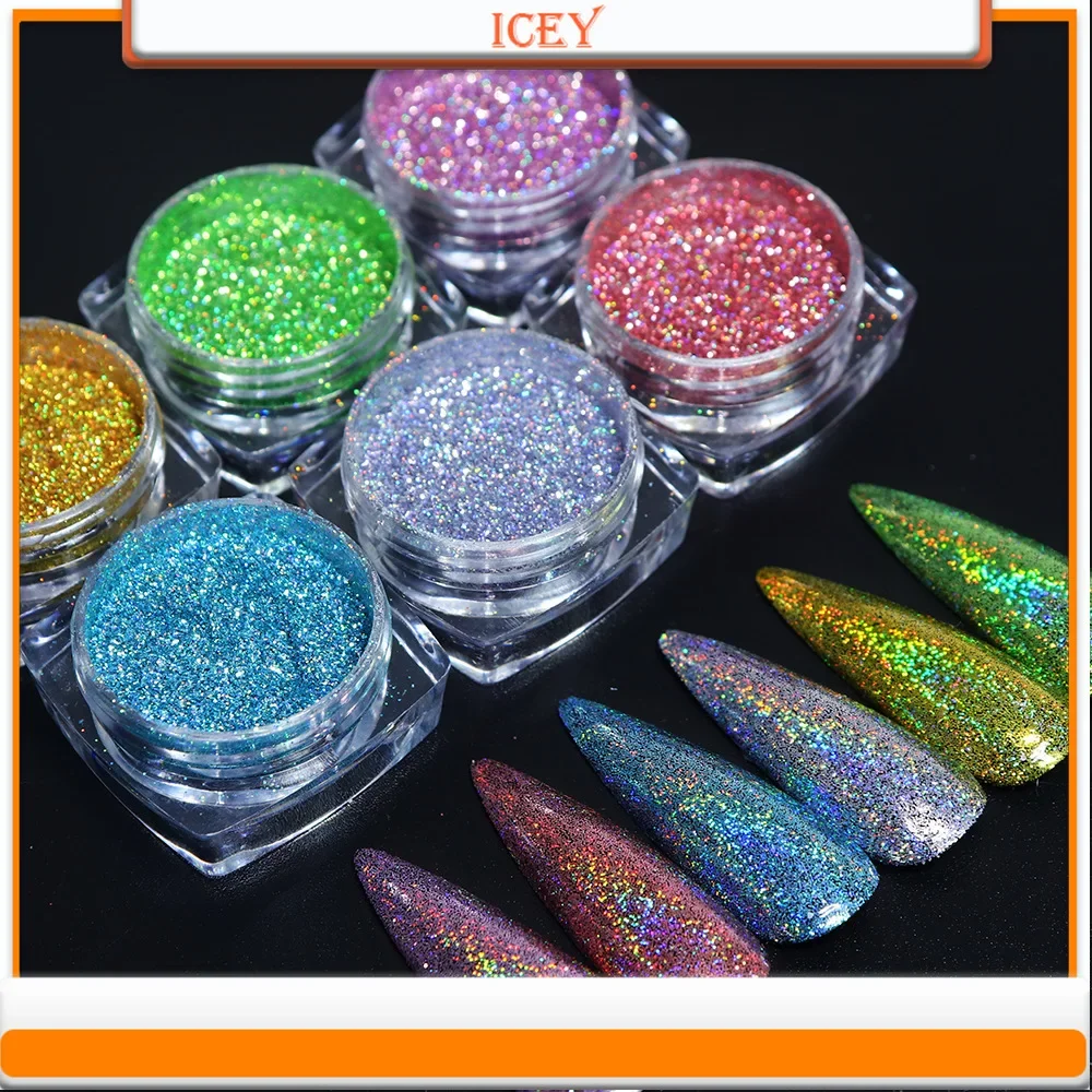 Icey Beauty Laser Powder Imported Solvent Resistant Nail Polish Glitter Powder Set Color Ultra-fine Nail Powder