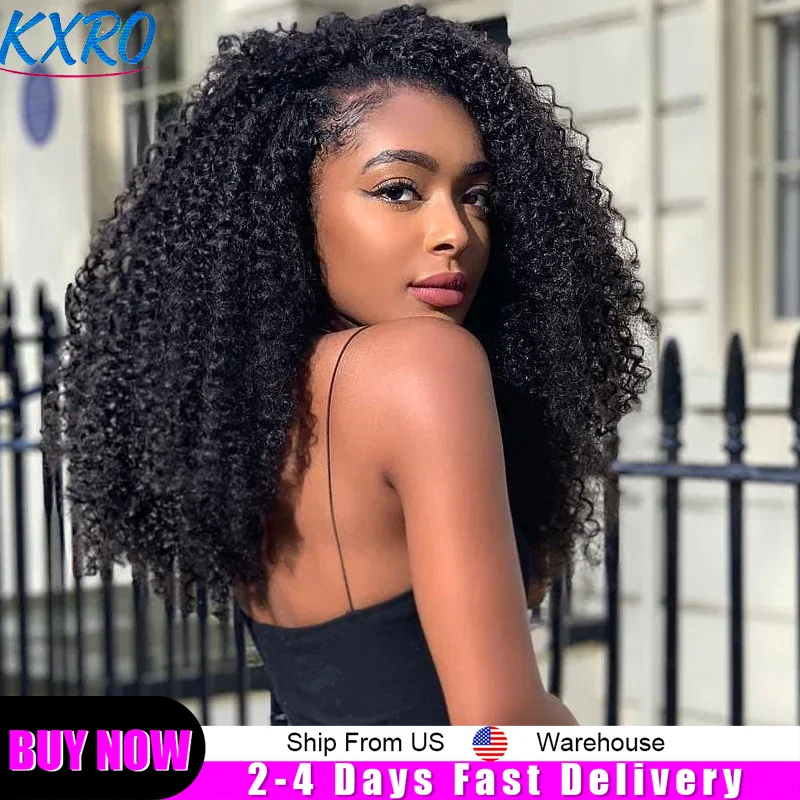

3 IN 1 Half Wig With Drawstring Seamless Flip Over Glueless Deep Wave Curly Human hair Wig Kinky Curly Headband Machine Made Wig for Women ready to wear On Clearance Sale Pre Plucked Wig Party work daily life