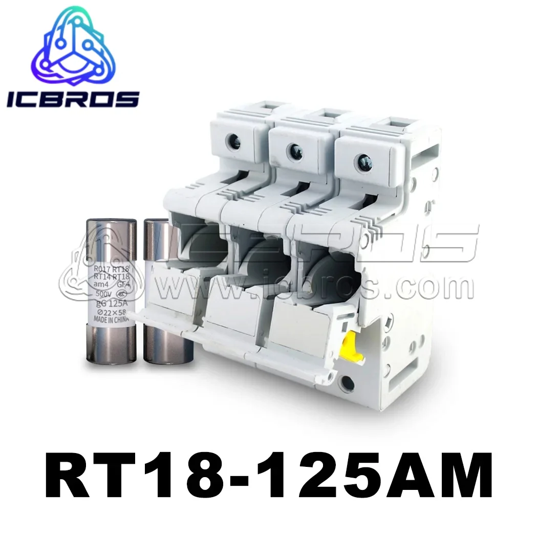 RT18-125AM 3P 125A Rail Fuse 22*58 R017 Base 100A 80A 22x58mm 1P 2P 3P 4P