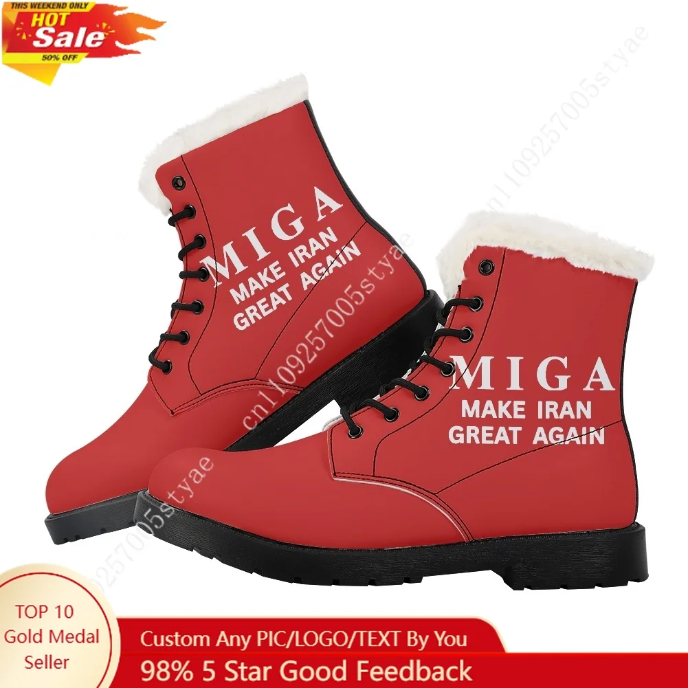 

MAKE IRAN GREAT AGAIN Plush Boots Mens Womens Teenager Shoes Casual Boot Light High Quality Couple Customize Shoe