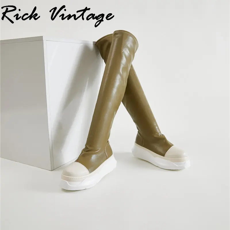 Rick Vintage New Shoes Platform Casual Women Boots Black Over The Knee Boots Female Autumn Winter Lady Thigh High Boots for Men