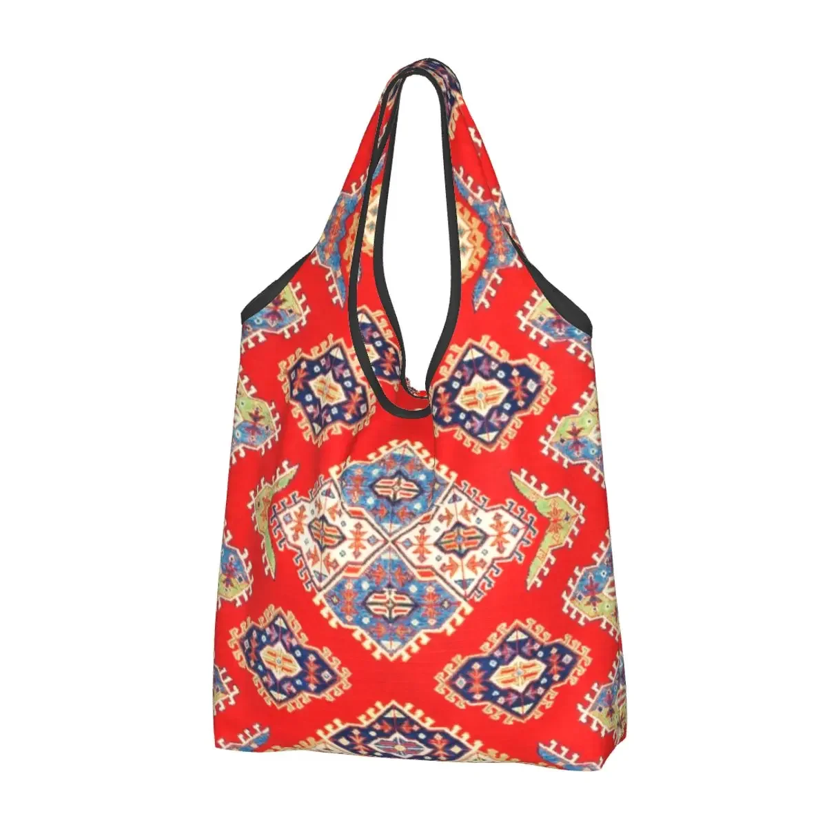 

Fashion Orange Oriental Traditional Vintage Moroccan Style Shopping Tote Bags Portable Bohemian Grocery Shoulder Shopper Bag