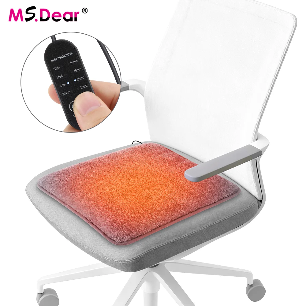 Winter Electric Heating Seat Pad USB Charging Soft Plush Washable Seat Warmer Heater 4 Levels Heated Household Seat Warming Mat