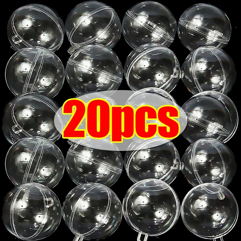 20/1 قطعة كرات عيد الميلاد لتقوم بها بنفسك حلي قابلة للتعبئة شفافة كرة مجوفة الحلي حفل زفاف شجرة عيد الميلاد معلقة هدية زينة