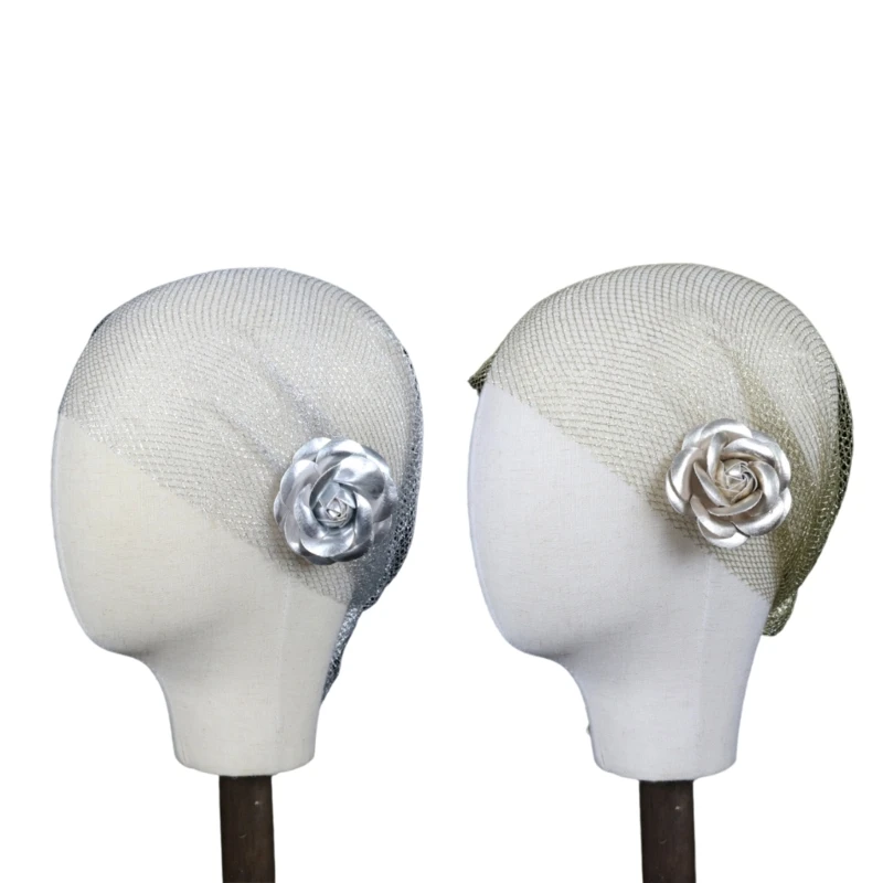 Bridal Headpiece with Rose Flower Hair Barrette For Weddings And Formal Event 2000s Women Girl Evening Party Headwear Hat