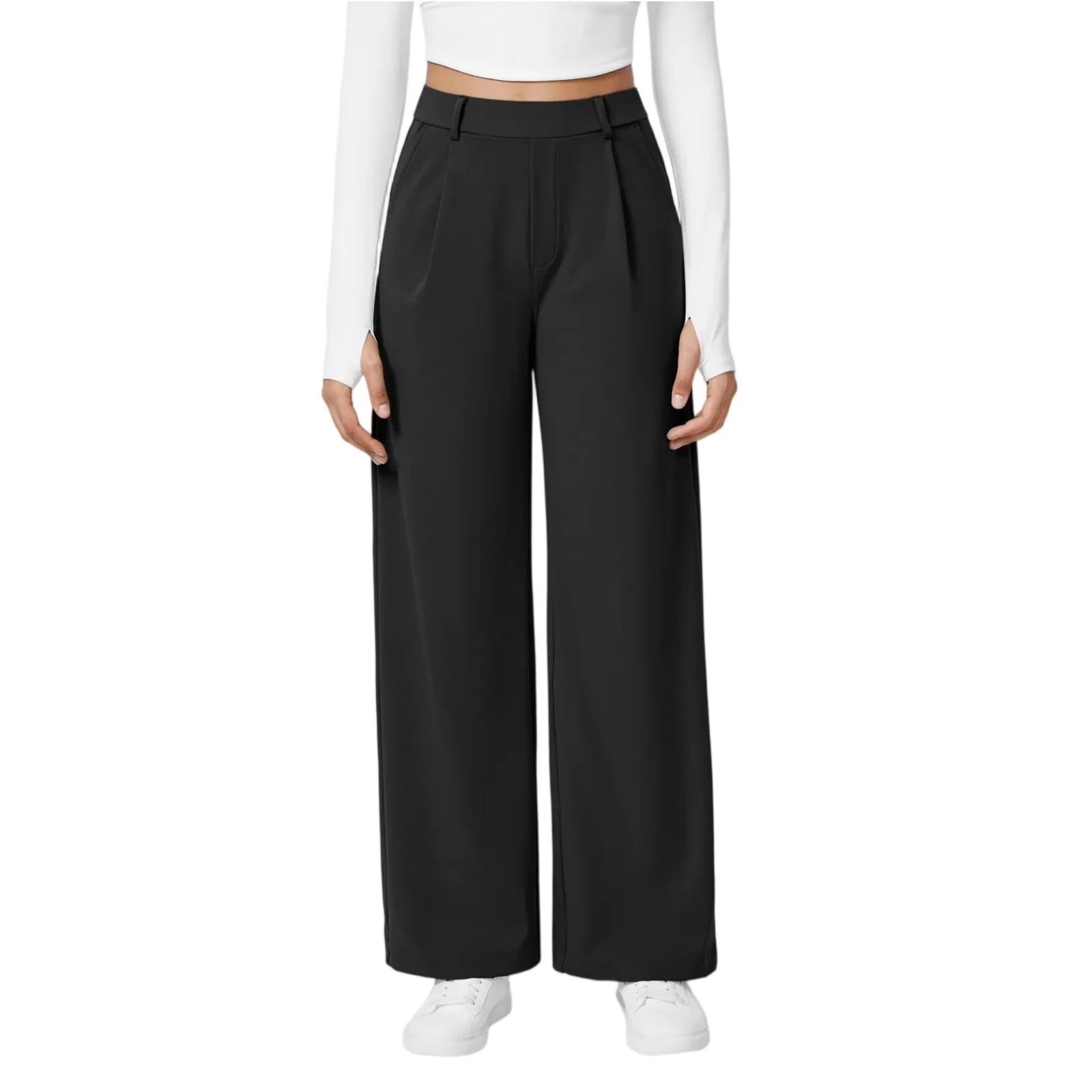 Celana Wanita Nyaman untuk Musim Gugur dan Musim Dingin, Model Kaki Lebar, Kasual, Sporty, Menutupi Kaki, Mengecilkan Perut, Serbaguna, Panjang Lantai 2025