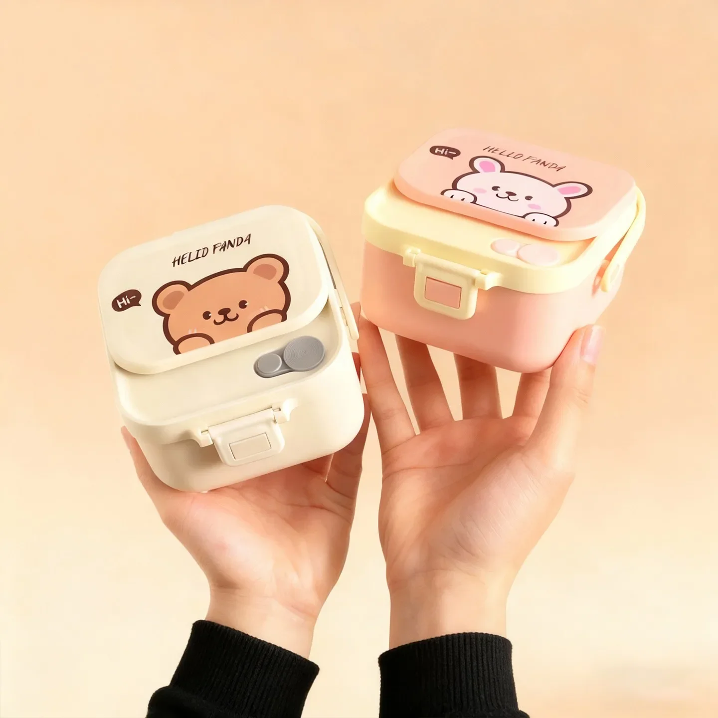 Large Capacity 304 Stainless Steel Square Lunch Box With Cutlery Cute Students Kids Sealed Food Container Microwave Heatable