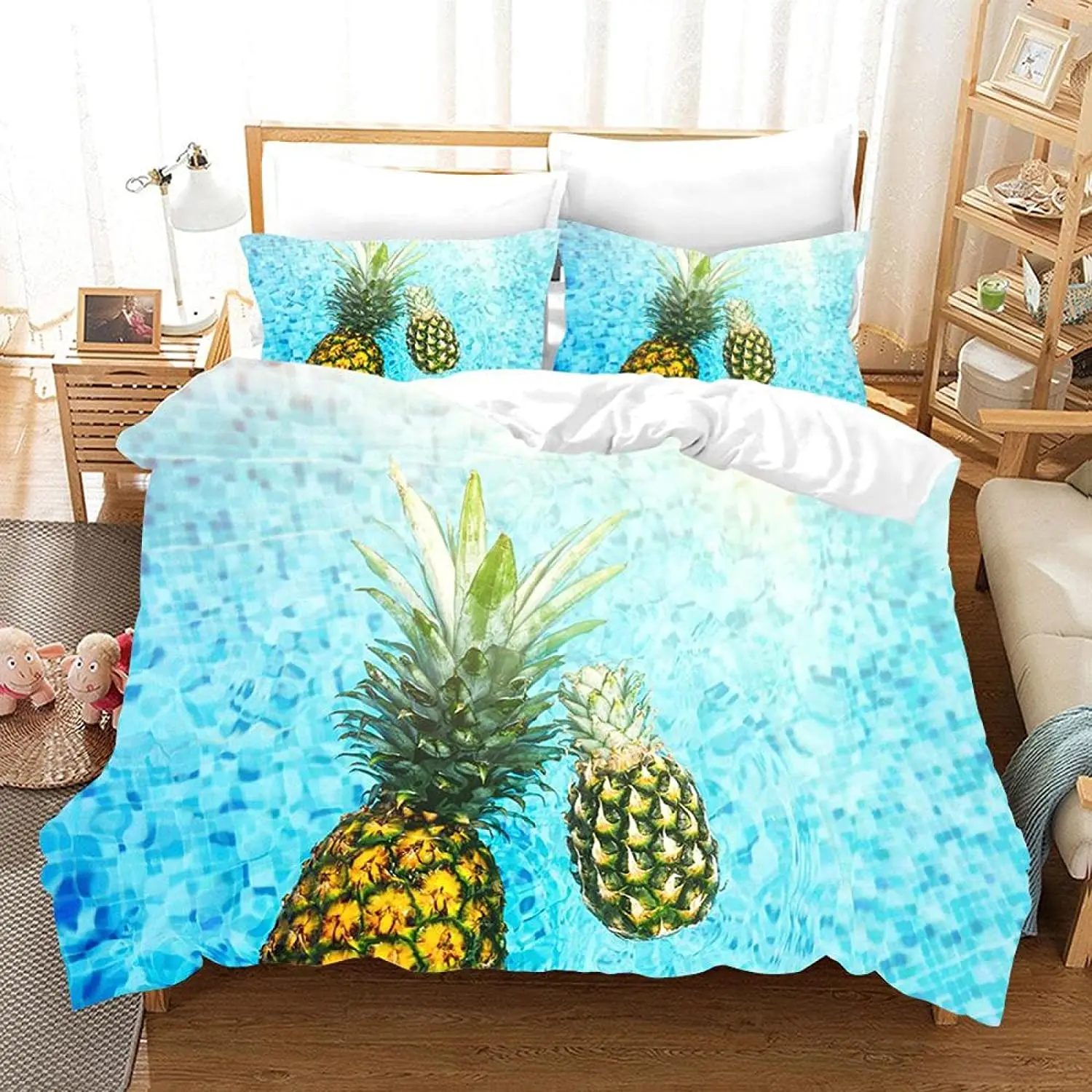 

Pineapple Duvet Cover Set Yellow Fruit Pattern King Queen Size For Kids Boys Girls Polyester Comforter Cover With Pillowcase