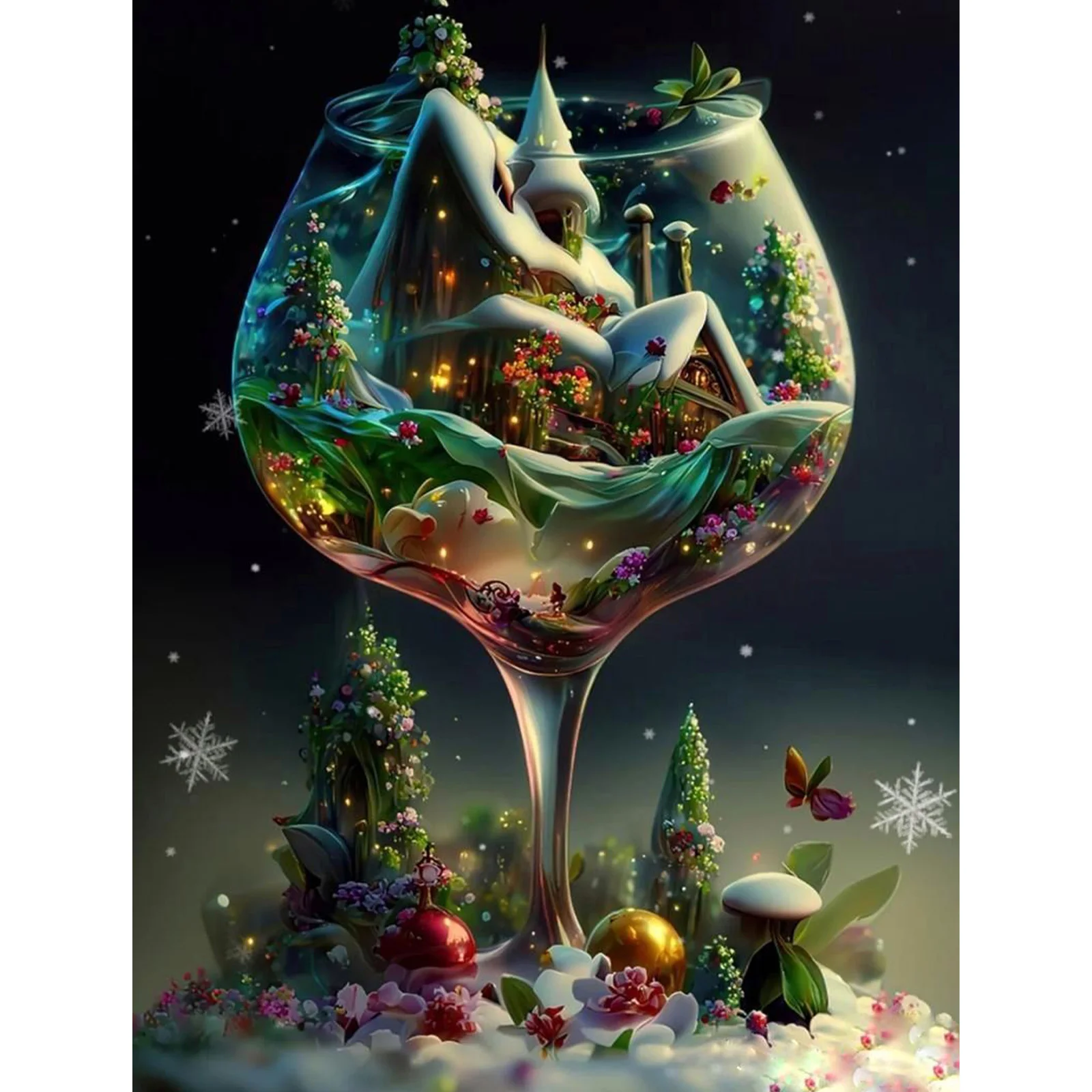 

1pc 5D Diamond Art Painting, Round Rhinestone goblet Full Rhinestone DIY Diamond Art Painting, Decorative Painting 415.75*19.6in