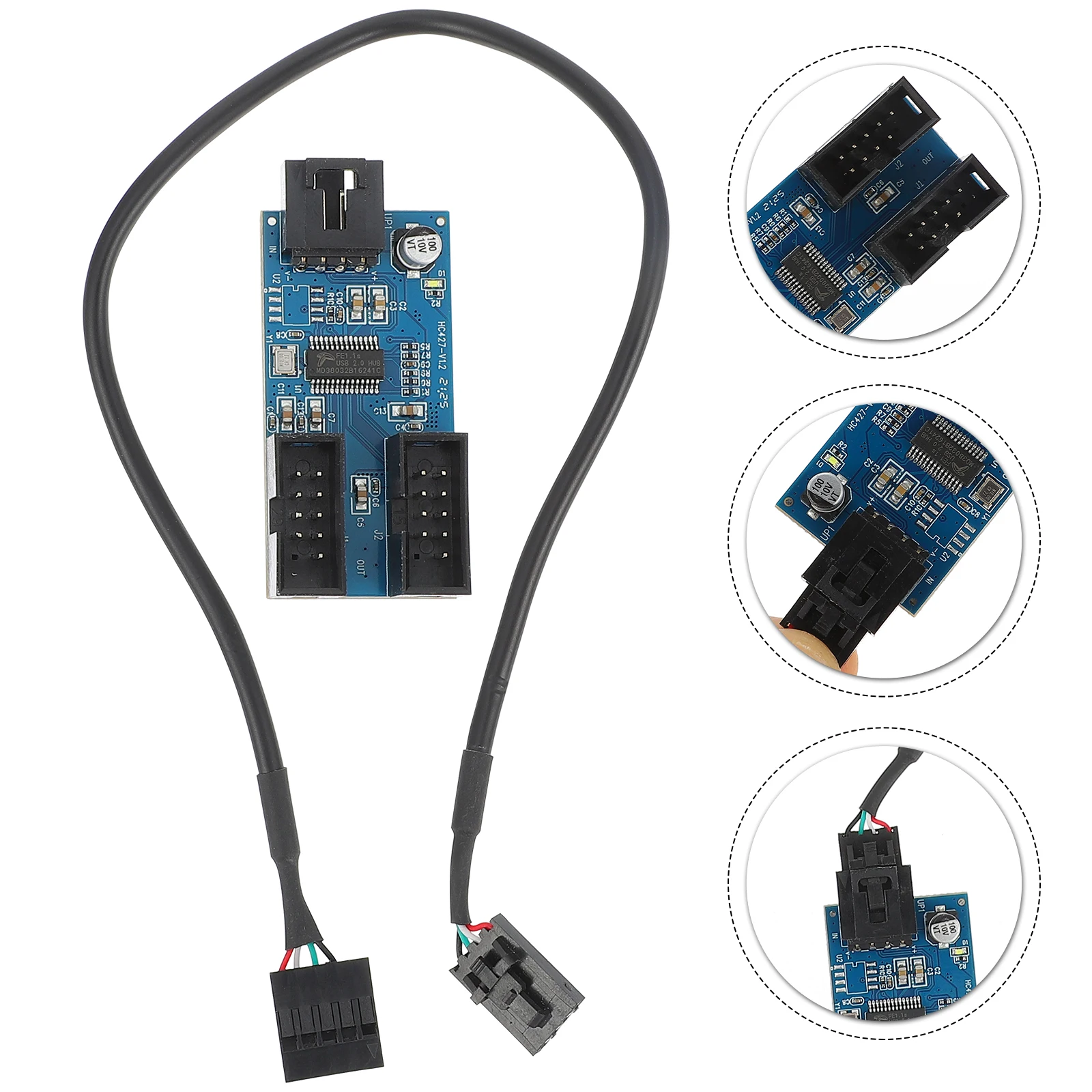 

Usb2.0 9-Pin Header Extension Converter Hub Splitter Dual Port Adapter Sticky Installation Computer Supply 9 Pin Port