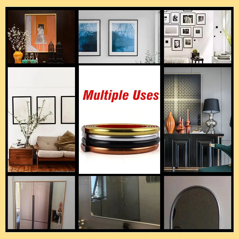 New 3M Self-adhesive Beautiful Edge PVC Gold Semicircular Line Background Wall Metal Decorative Strip Mirror Frame Sticker Decal