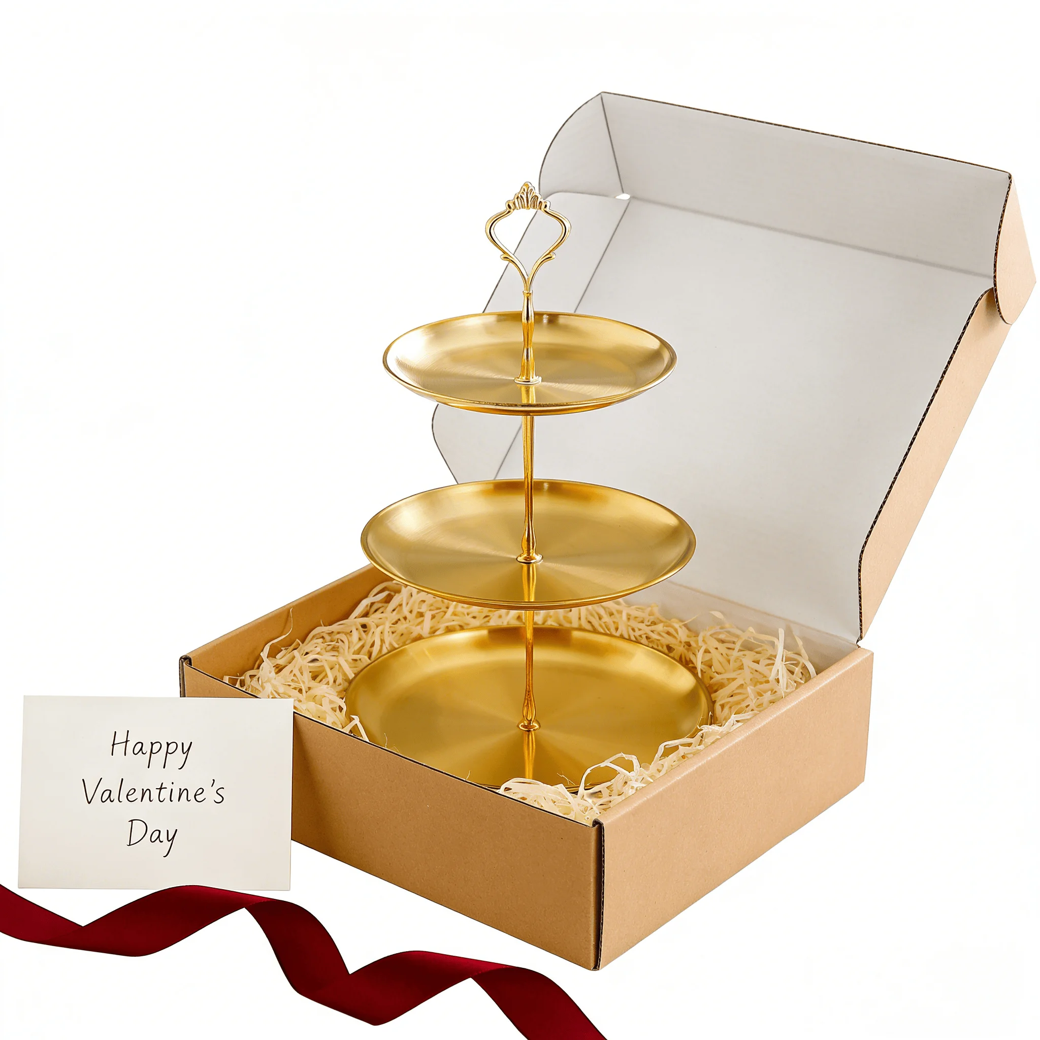 Afternoon Tea Stand, 3 Tier Gold for Pastries & Macarons. 27cm, Elegant Serving Tray