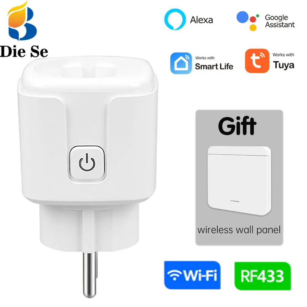 

WIFI RF Smart Home Switch AC 220V Wireless Socket Plug 16A Tuya Smart Life Home Appliance Outlet Switch for Alexa Google Home