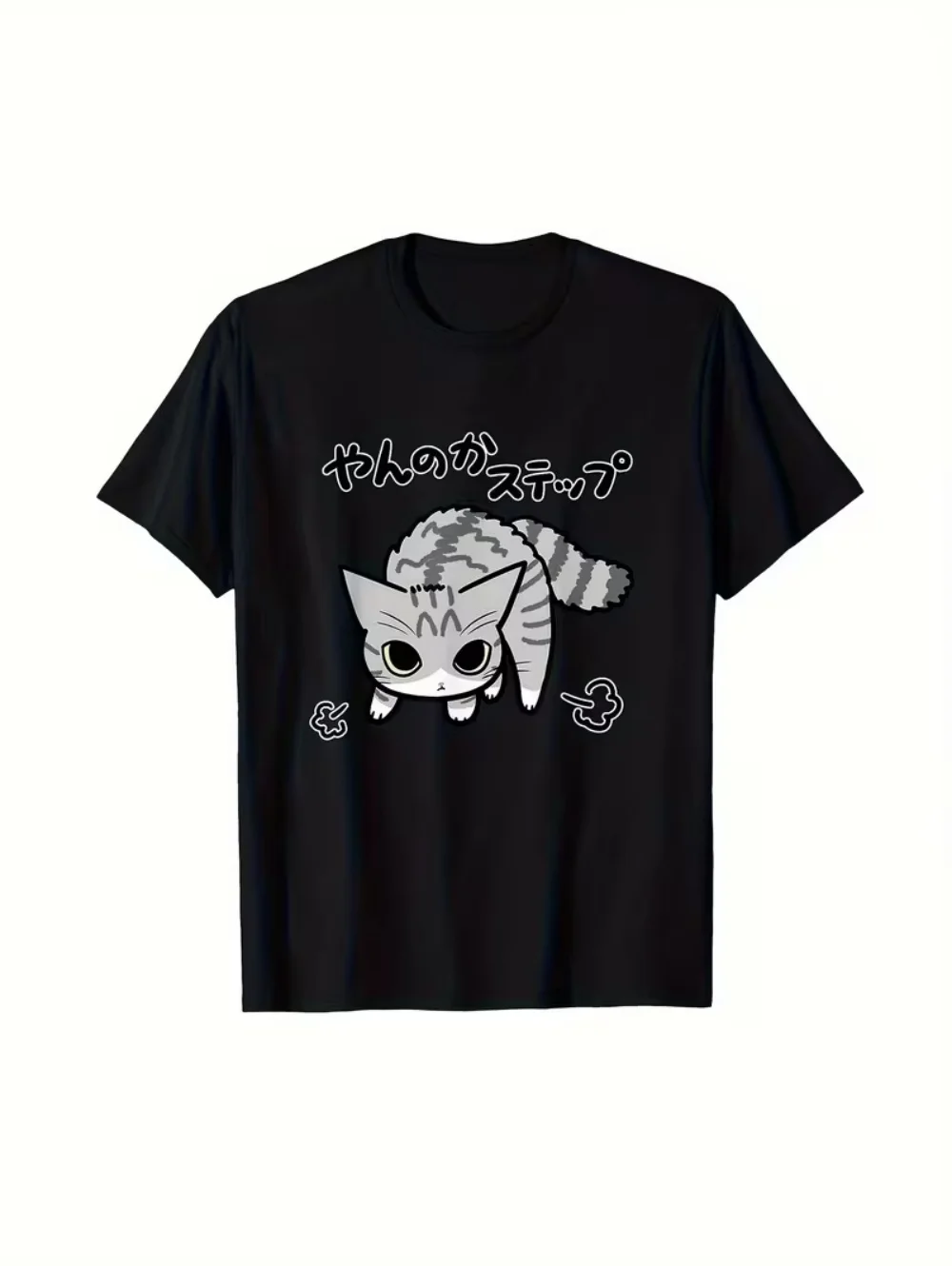 Herren Niedliches Japanisches Katzen-3D-Print T-Shirt Sommer Rundhals Lässiges Kurzarm-Oberteil Harajuku Lustiges Grafik-T-Shirt für Männer Y2k – Detail 7