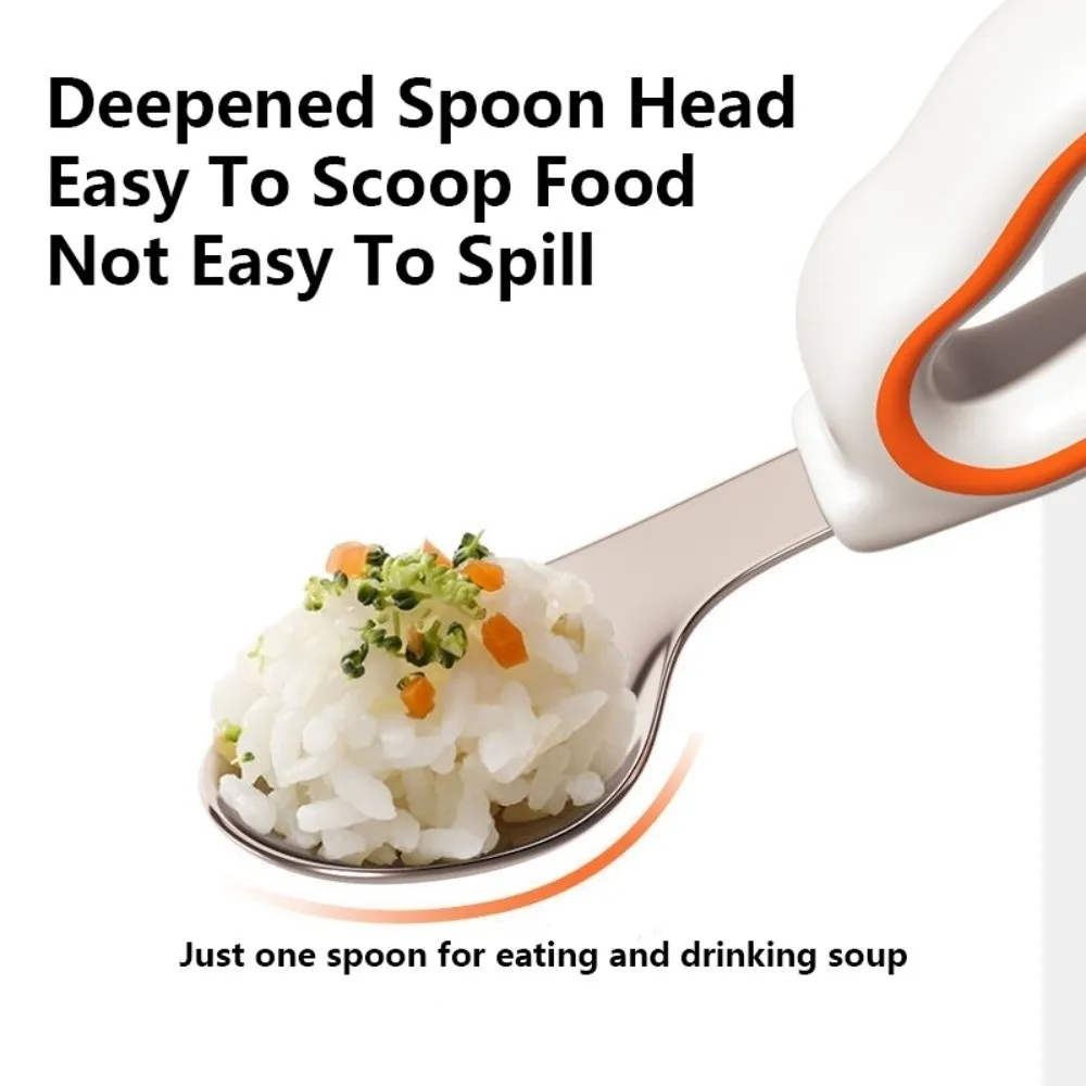 

Silicone Baby Fork and Spoon Set 316 Stainless Steel Self Feeding Baby Cutlery with Storage Box Safe Child Tableware