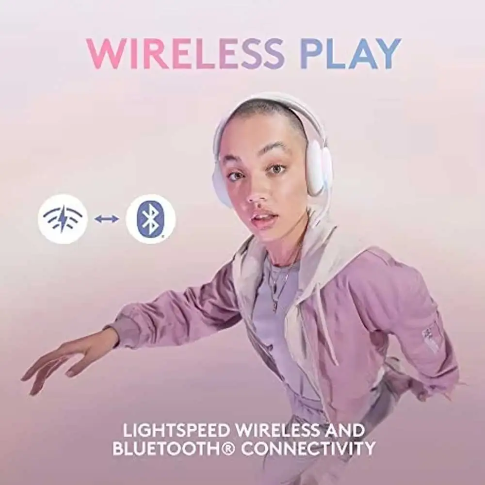 سماعات ألعاب بلوتوث لاسلكية من لوجيتك G735 أورورا مع ميكروفون، تأثير إضاءة RGB، صوت محيطي افتراضي