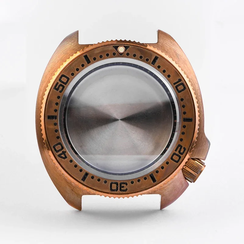 Watch Modify Case Vinatge 45mm HEIMDALLR CUSN8 Bronze Turtle 6105 Diver Watch Case Sapphire Glass Suitable For NH35/36 Movement