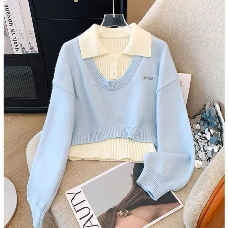 Girl Autumn Winter New Fashion Tracksuit Matching Set Korean Elegant Knit Sweater+vest+Cargo Pants 3-piece Suit Female Clothing