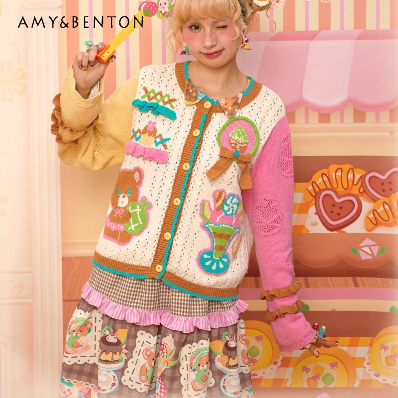 

Винтажный дизайн, бежевый, игривый толстый вязаный женский свитер, осенний новый милый универсальный возрастной вязаный кардиган, женский