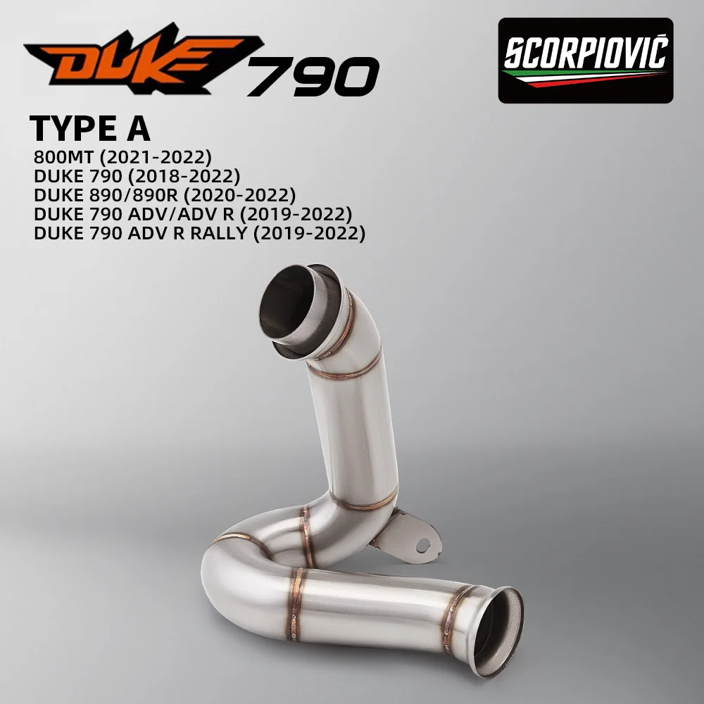 

Мотоциклетная средняя соединительная труба, выхлопная труба для Duke 790 Duke 890 800 MT Moto Escape, нержавеющая сталь