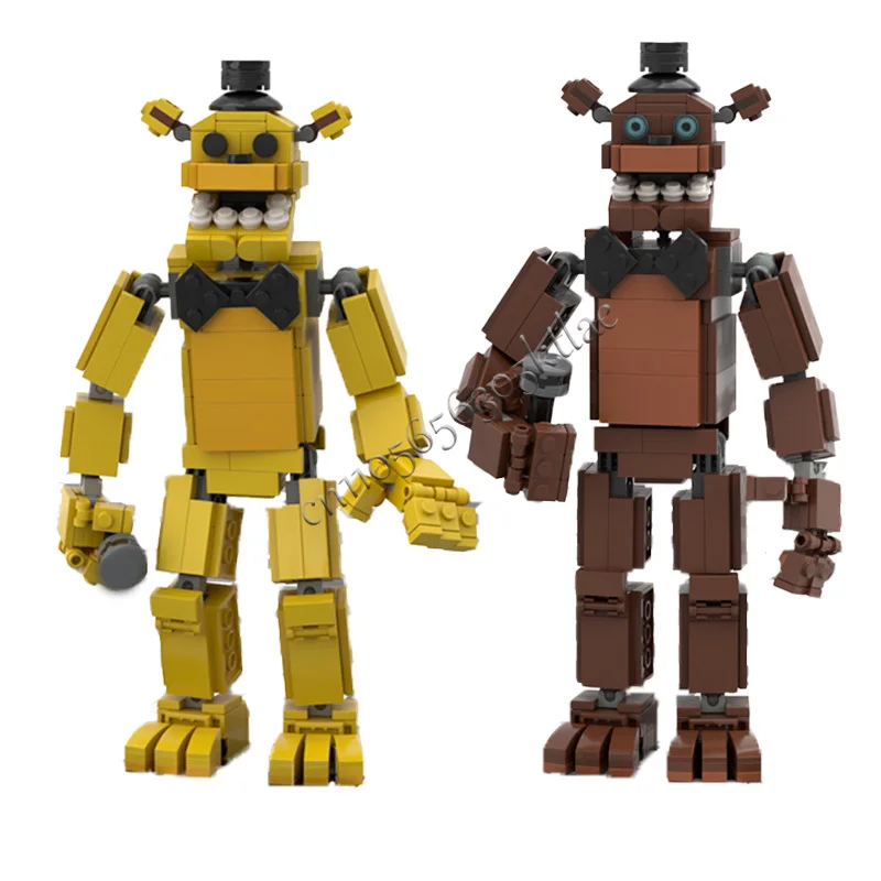 Golden Freddy MOC Personalizza la serie di personaggi famosi del gioco IRyS imposta giocattoli di assemblaggio per l'educazione creativa fai-da-te Collezione di regali per bambini
