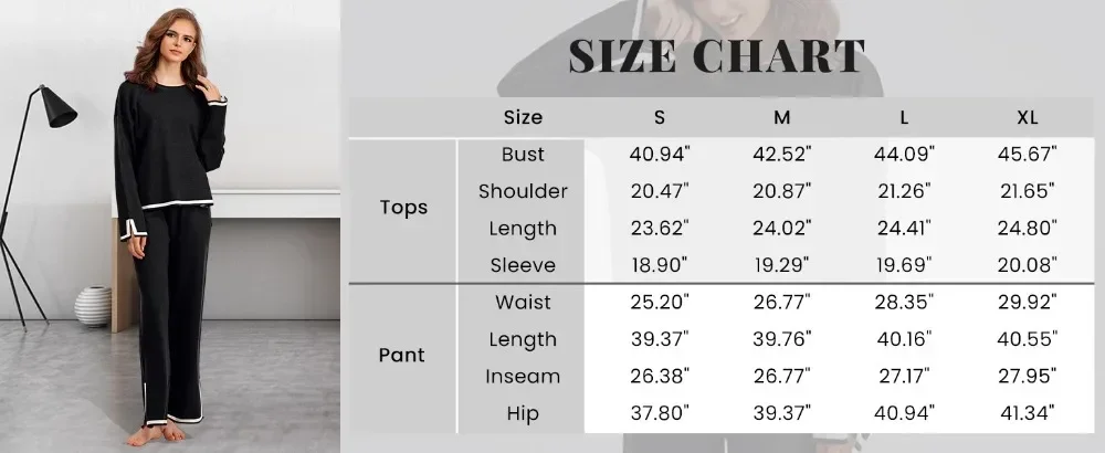 European and American Style Knitted 2-Piece Set - Long Sleeve Loose Top with Wide Leg Pants, Home Wear Casual Round Neck Suit