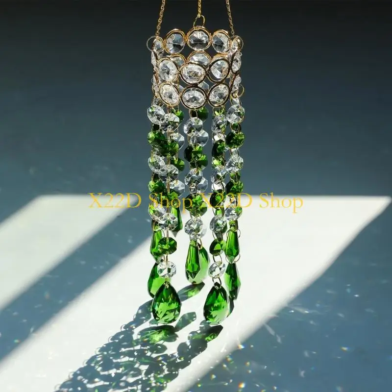 X22D Crystal Sun Catchers Elegant Gardens Wind Chimes Octagonal Beads Pendants