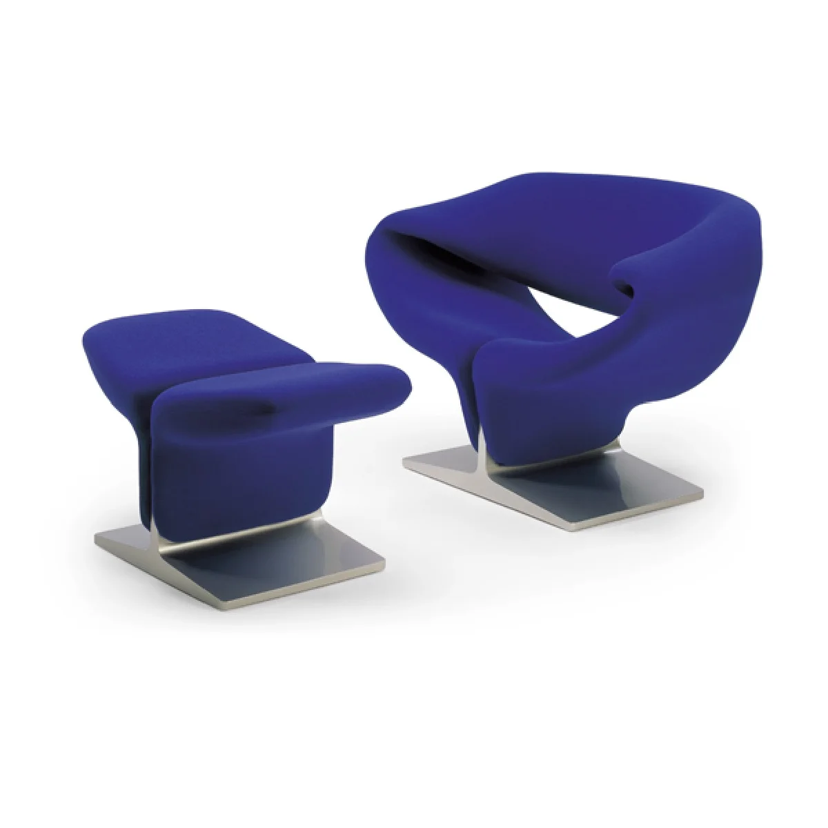 Modern Designer Furniture Tubular Steel and Fabric Ribbon Chair and Ottoman for Living Room Furniture
