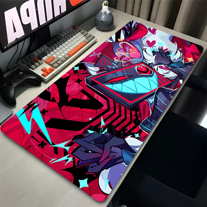 أنيمي ماوس الوسادة لعبة لاعب ملحقات الكمبيوتر الجدول الوسادة Hazbin فندق الكمبيوتر المحمول لوحة المفاتيح كوستر الكمبيوتر السجاد لعبة ماوس XXL
