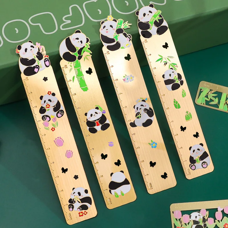 

Chinese Style Panda Bookmark Retro Hollow Book Clip Metal Pagination Mark Book Holder Ruler Student Gift School Office Supplies