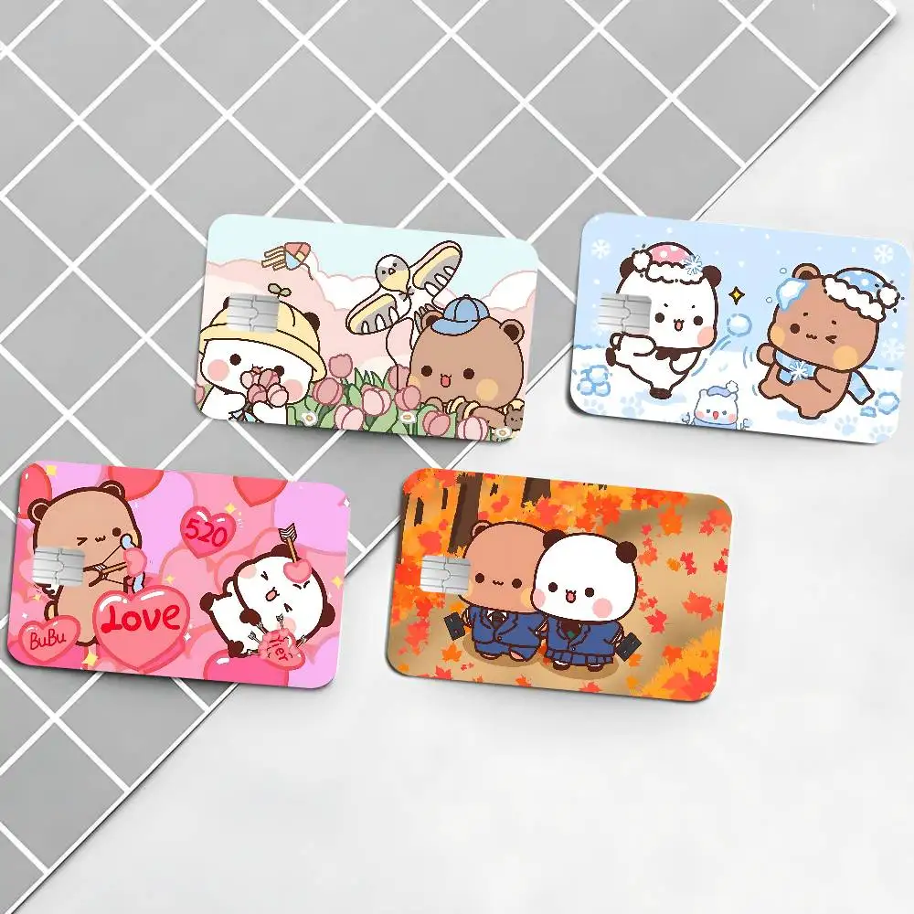 Bubu and Dudu Cute Cartoon Credit Card Skin Stickers No Adhesive Residue Water Proof for VISA Credit Card Subway Access Card