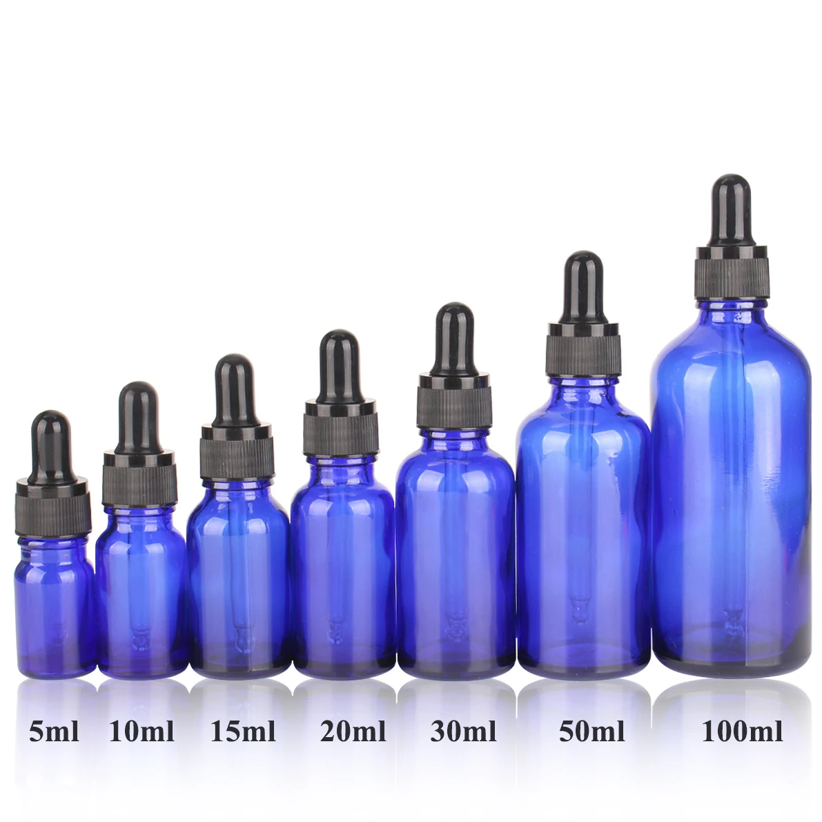 6/12/24 pz 5ml 10ml 15 20ml 30ml 50ml 100ml flaconi contagocce in vetro blu con pipette per bottiglia riutilizzabile di profumo di olio essenziale