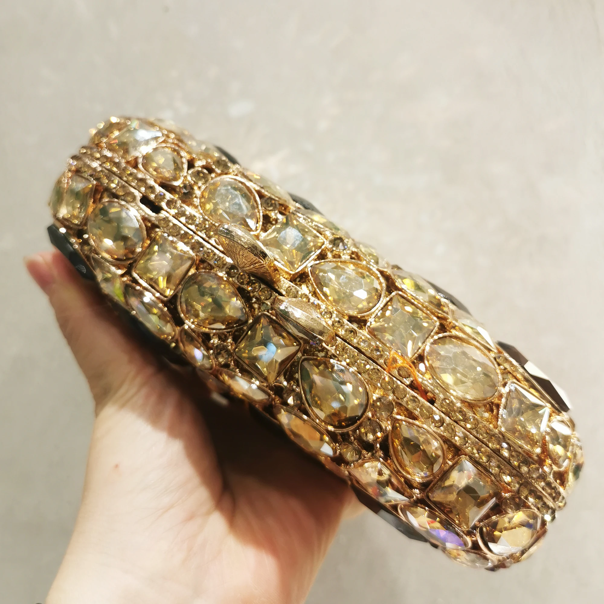 Gold/Silver Big Stone Evening Purse Bag Luxury WHTUOHENG Rhinestone Wedding Bag Bridal Clutches Women Diamond Party Handbags