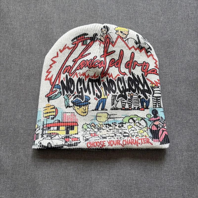 American ins style printing pattern, unisex Joker cold hat, new autumn and winter fashion, street fashion unisex cold hat.