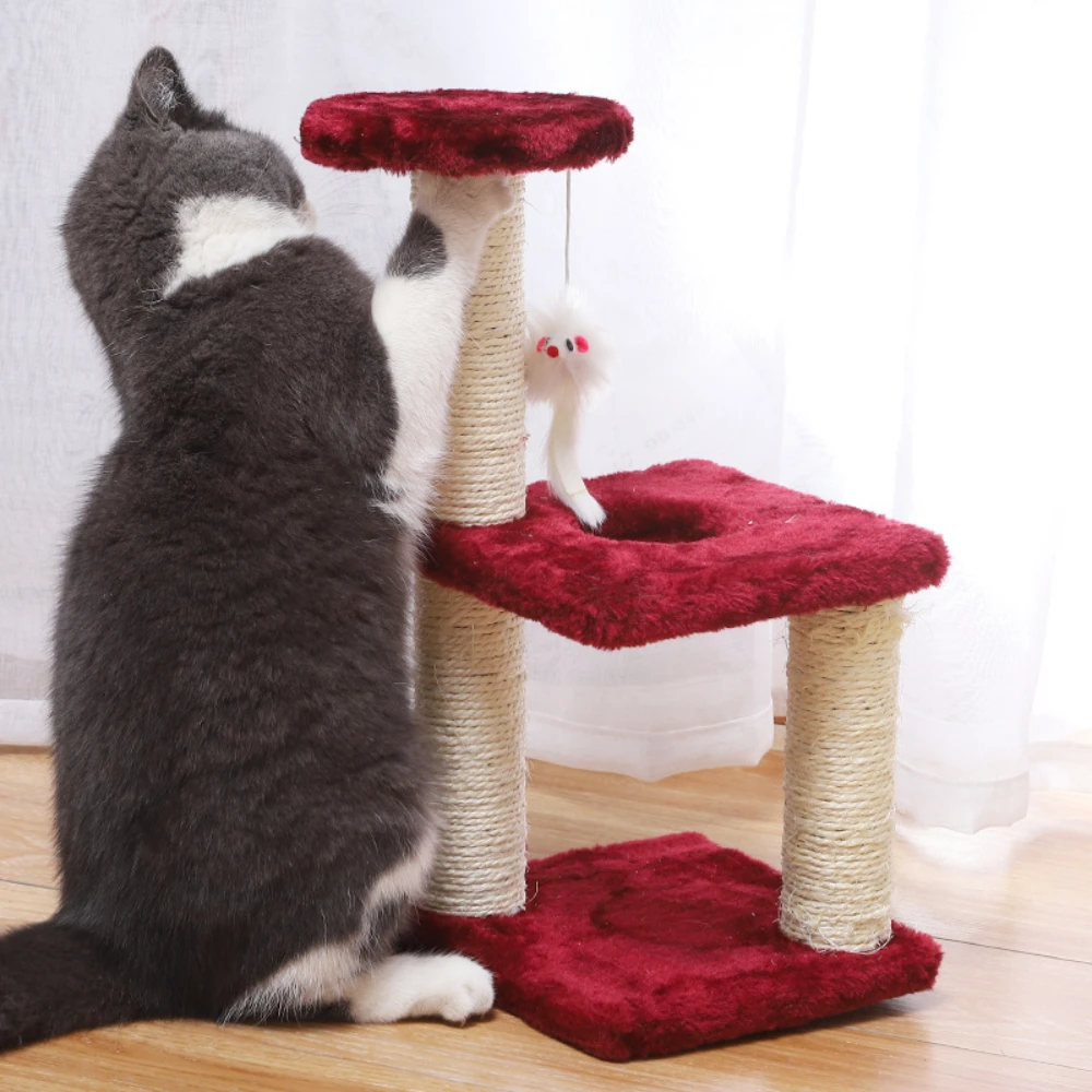 A cat climbing frame - household cats with sisal three-column three-layer square plate medium-sized simple cat jump cat toy