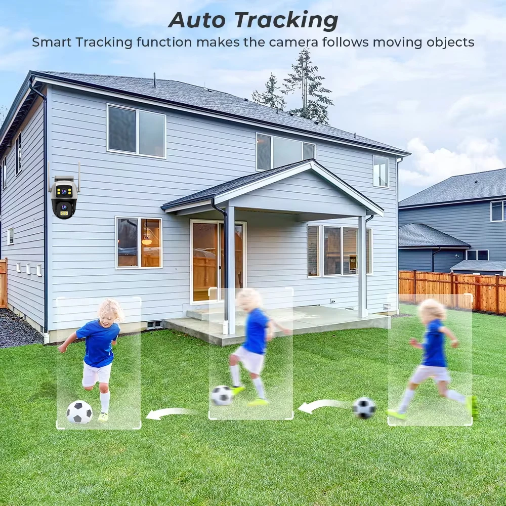 كاميرا V380 Pro مزدوجة العدسة IP خارجية 4K 8MP WiFi مراقبة منزلية تتبع تلقائي حماية أمنية الصوت والفيديو كاميرات CCTV