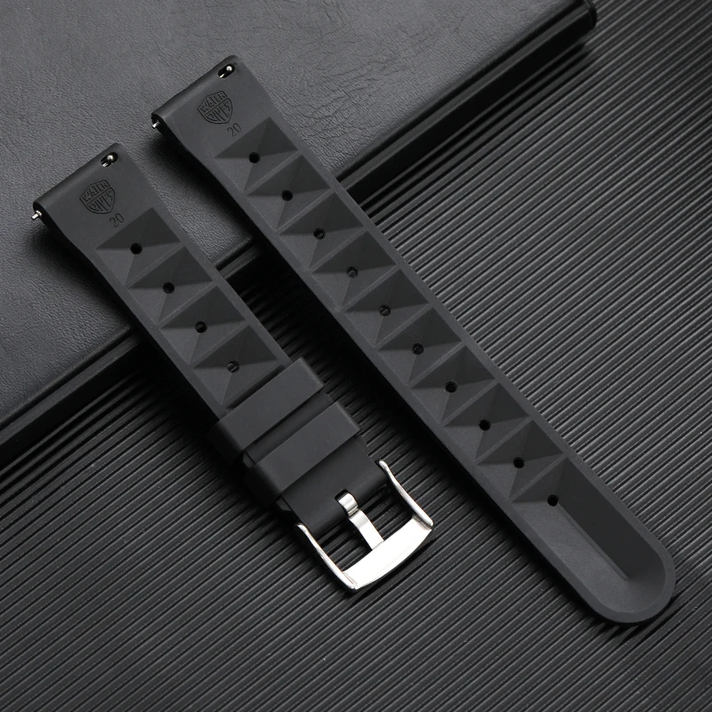 Premium Rubber WatchBand Fast Release Soft Universal Flat-end Strap Replacement for 7.3inch Wrist 20MM 22MM Watch Rubber Strap