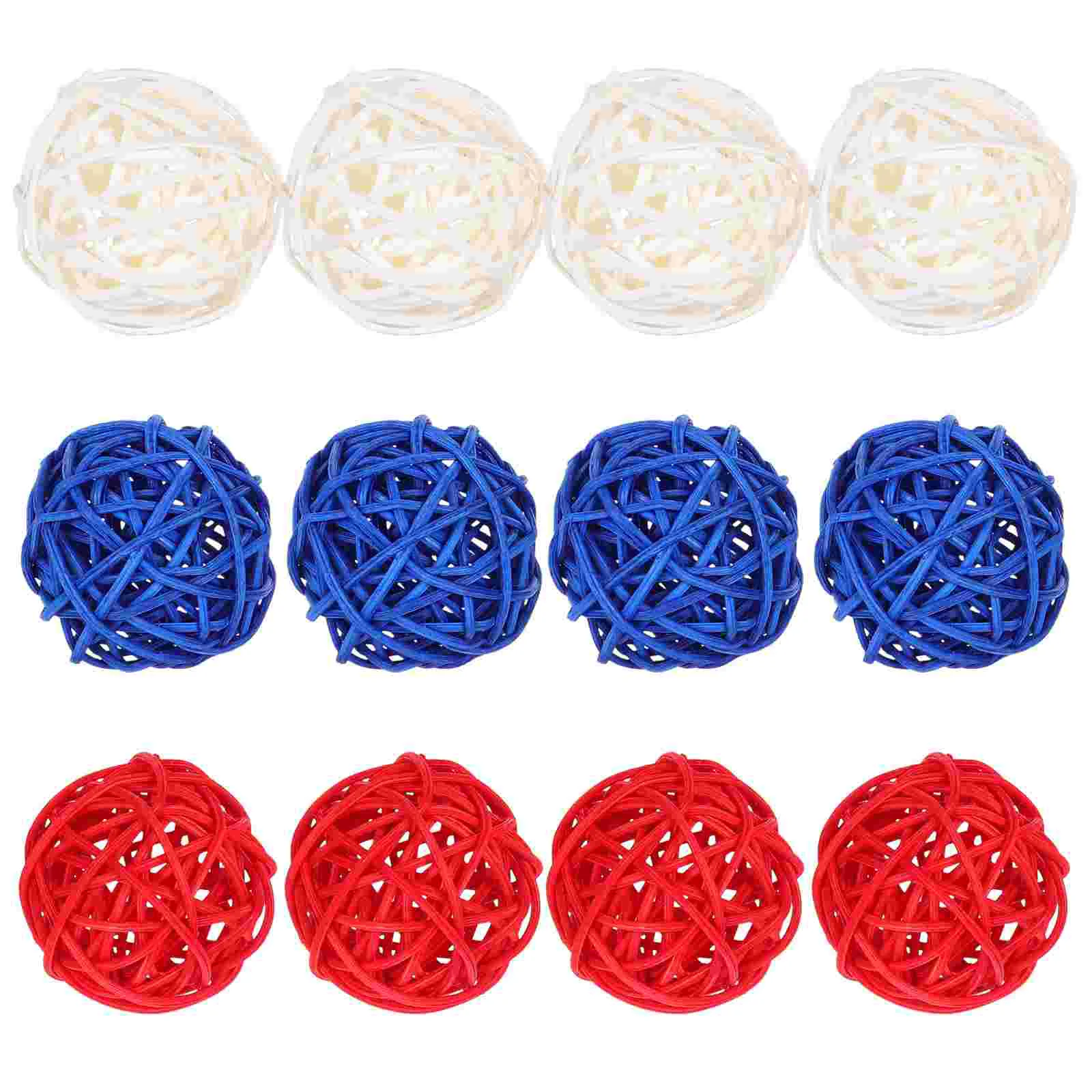 

12 PCS Independence Day Takraw Decor Rattan Balls for Scene Layout Patriotic Spheres Woven Party