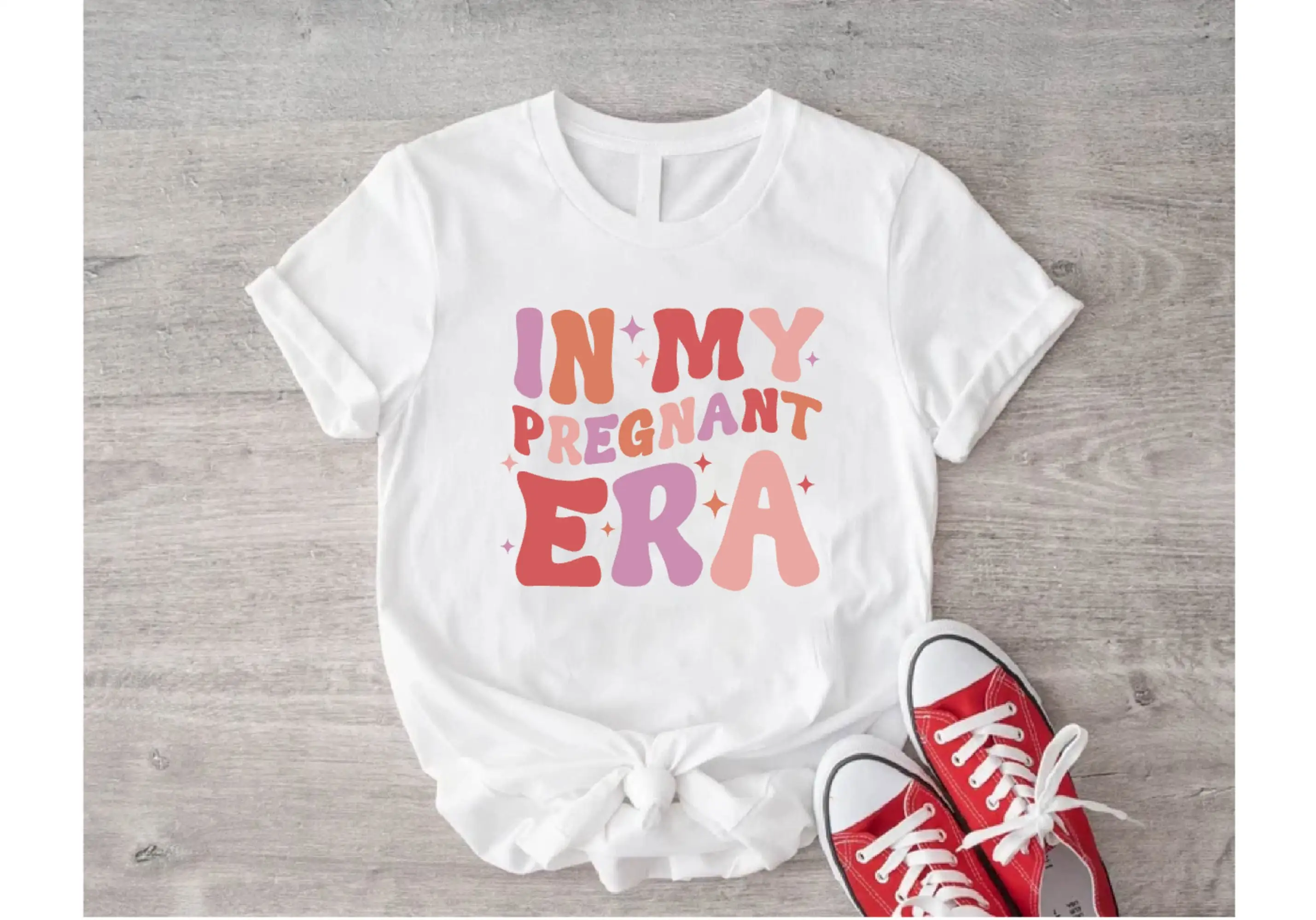 In My Pregnant Era T Shirt Funny Pregnancy AnnouncemenT Mother s Day Baby Reveal Mom To Be Retro New