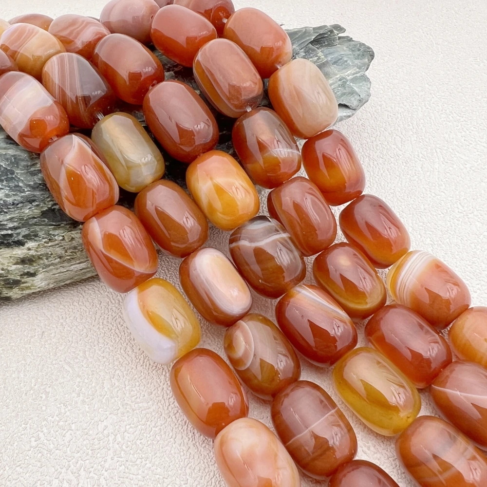 13x18MM 22PCS Large Natural Red Agates Barrel Nugget Beads For DIY Jewelry Making MY230923