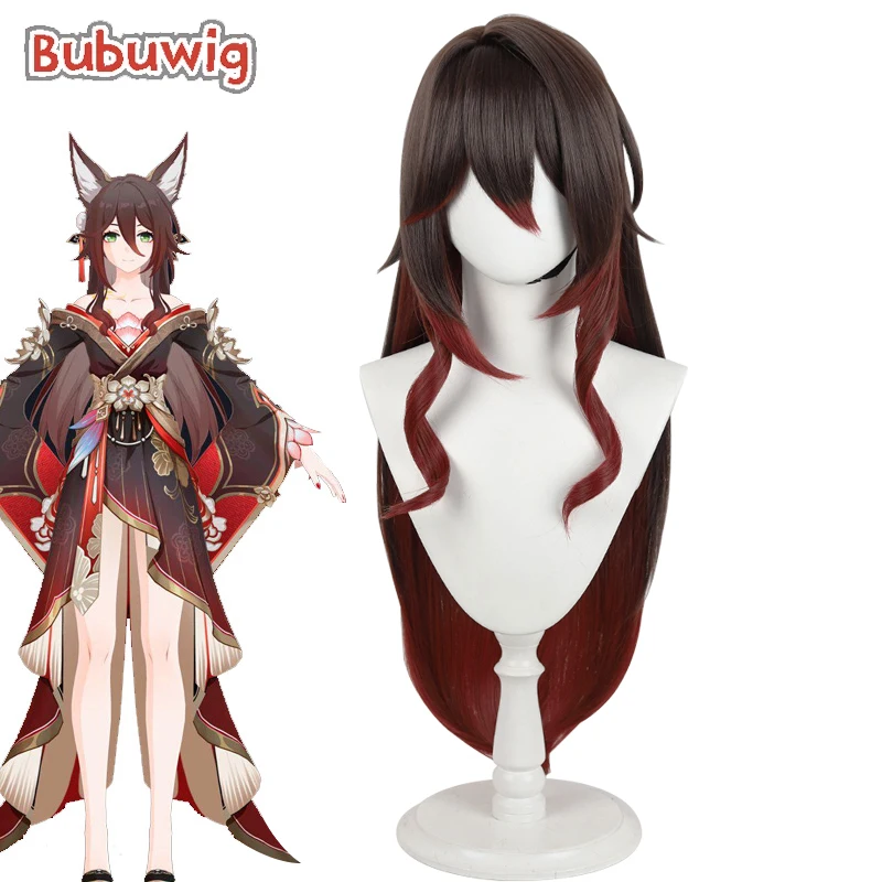 Bubuwig Synthetic Hair Tingyun Fugue Cosplay Wigs Honkai: Star Rail Tingyun Fugue 80cm Long Brown Mixed Red Wig Heat Resistant