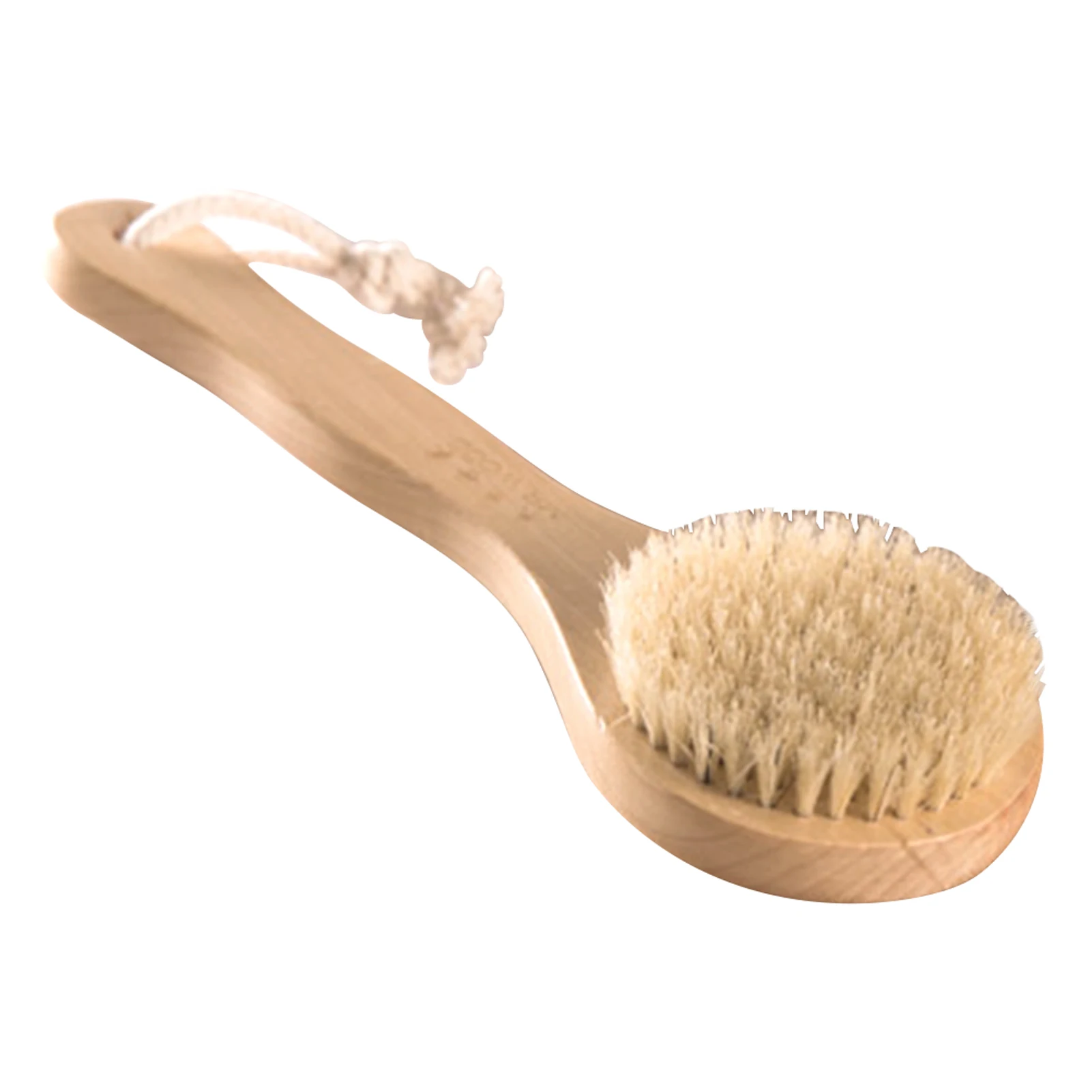 Artificial Bristle Natural Wood Bath Brush Shower Soft Round Shape Head Long Handle Brush Body Skin Cleaning Massage Tool