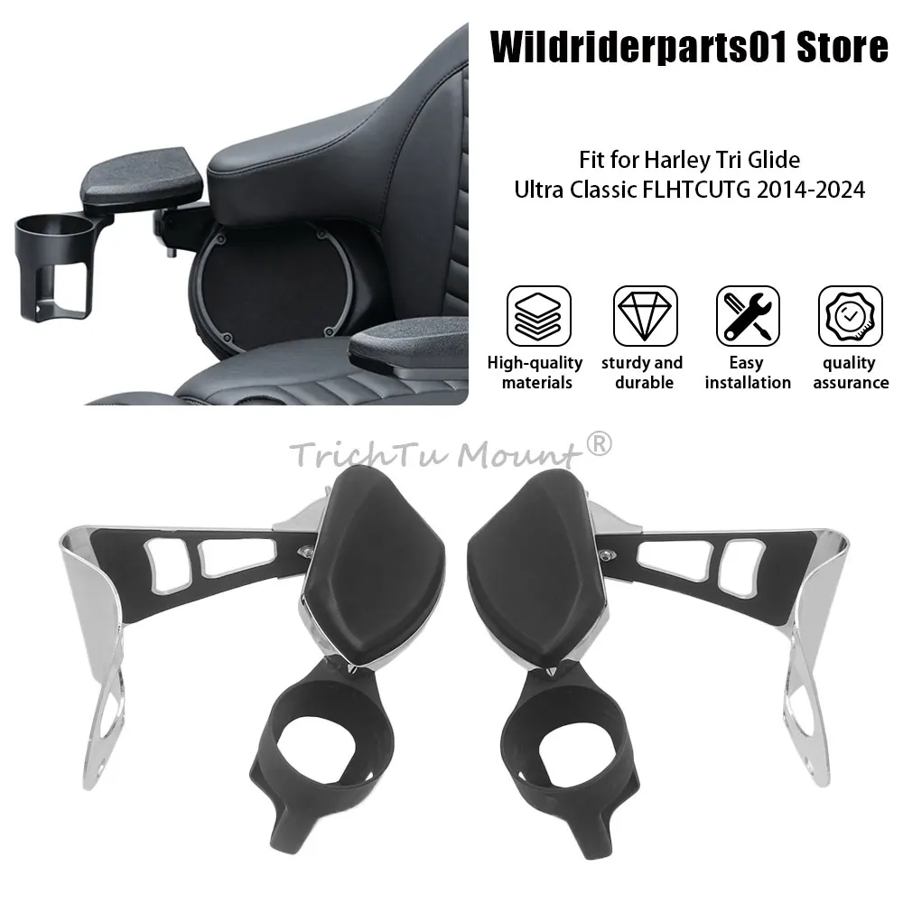 

Мотоциклетные пассажирские подлокотники с держателем для напитков, подходят для Harley Touring Electra Glide Road Glide Ultra и Tri Glides 2014-позднее