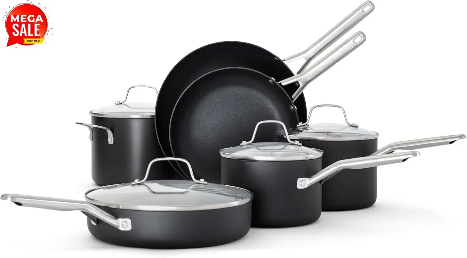 

Bestseller® Hard-Anodized Nonstick 10-Piece Cookware Set