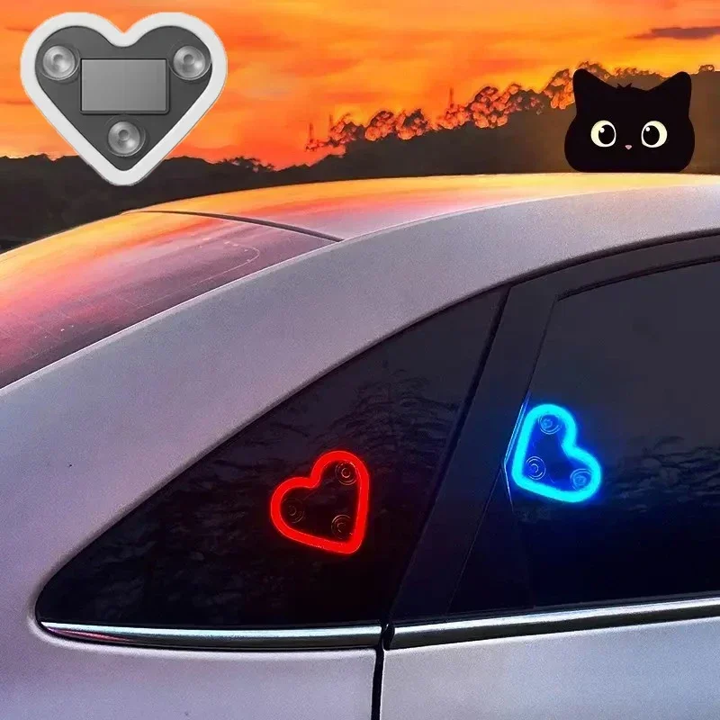 Wireless solar light sensing triangle window love light LED neon light emitting car decoration interior atmosphere light