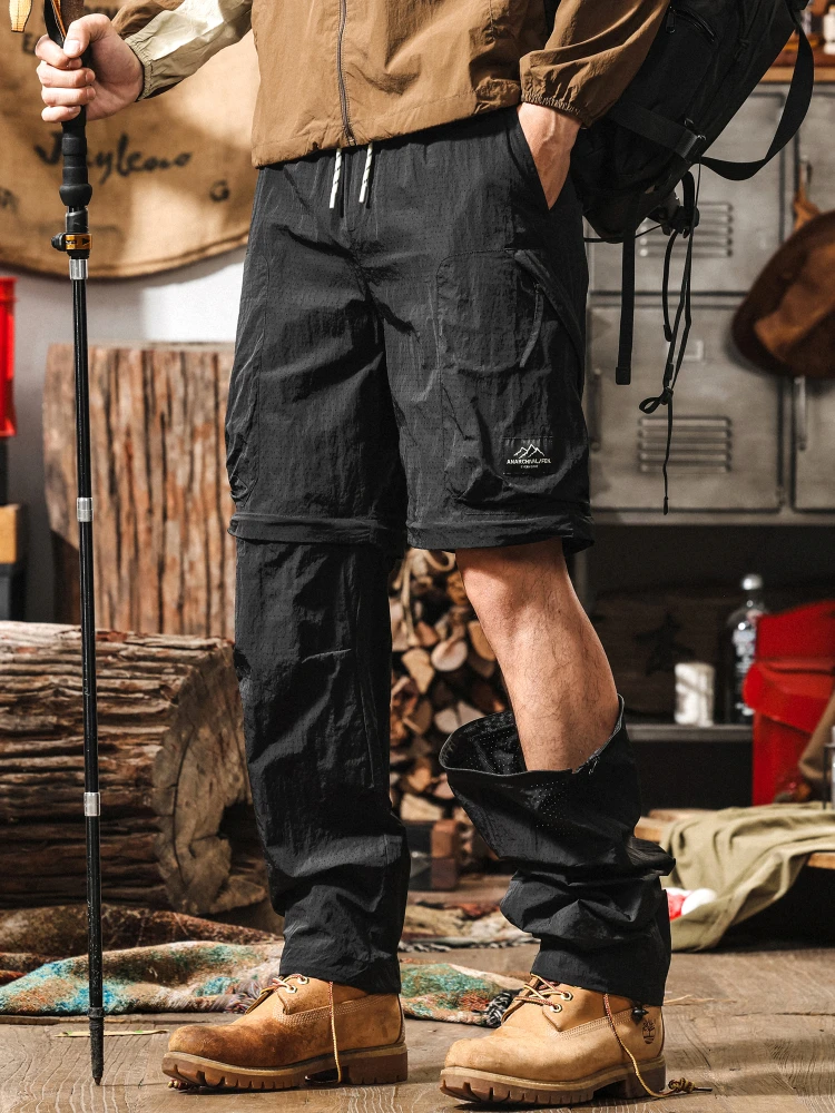 

Функциональные съемные брюки для спецодежды серии Mountain, мужские летние тонкие брюки из ледяного шелка, свободные повседневные длинные брюки для пешего туризма на открытом воздухе...